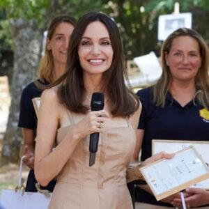 Angelina Jolie showcased her sustainable style in a stunning Gabriela Hearst gown at the 2021 Guerlain and UNESCO Women for Bees event.